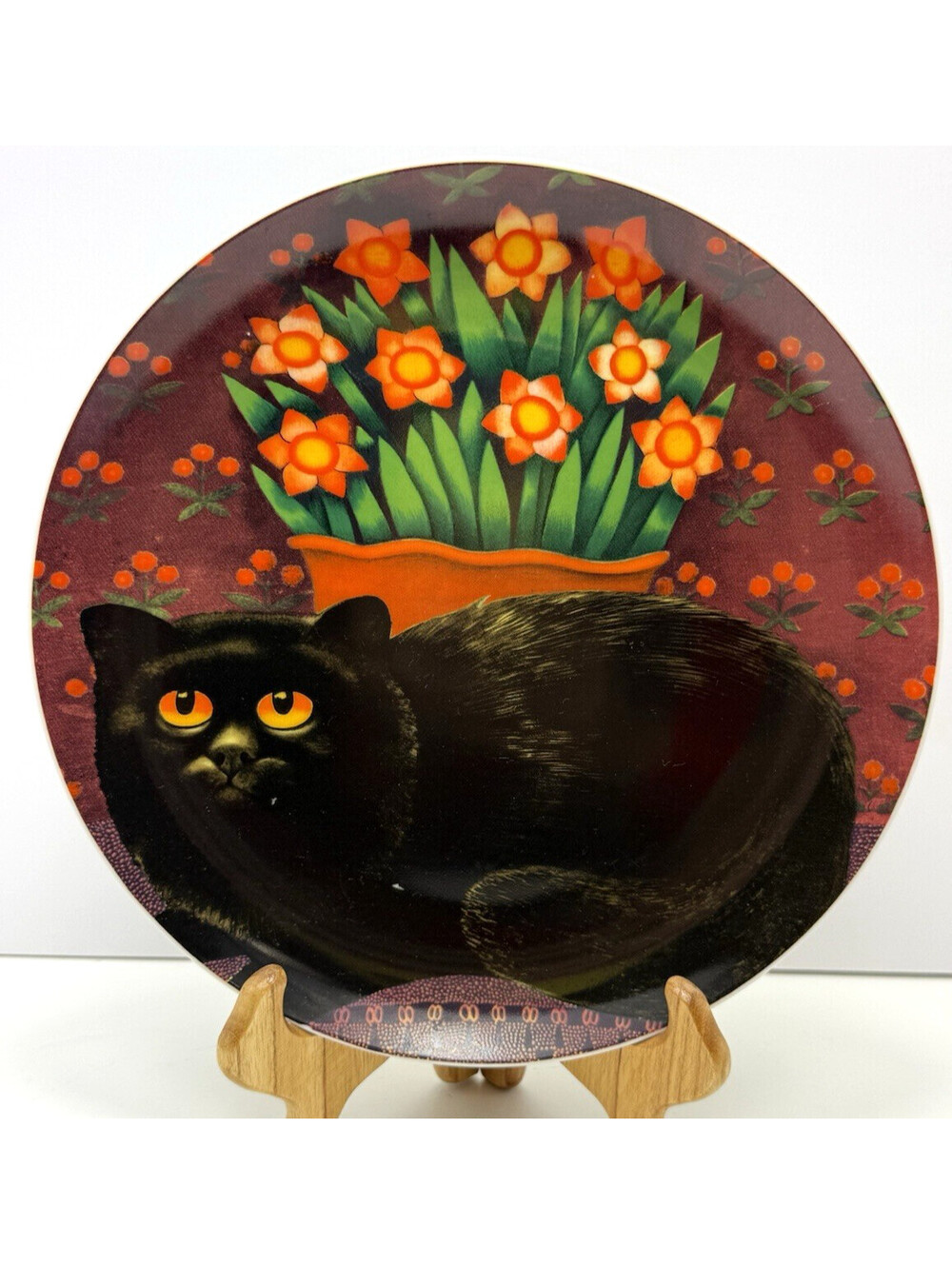 Dept 56 Cool Black Cat Wall Plate Dominic Martin Leman Ceramic Fall Halloween